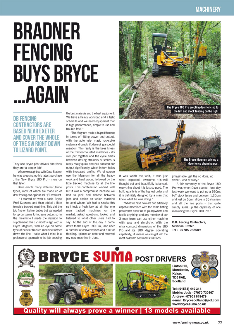 Bradner Fencing Buys Bryce... Again